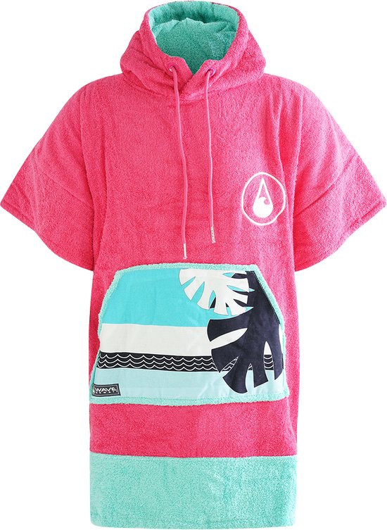 Poncho de surf vague rose bambou Wave Hawaii - taille S - rose - coton - viscose