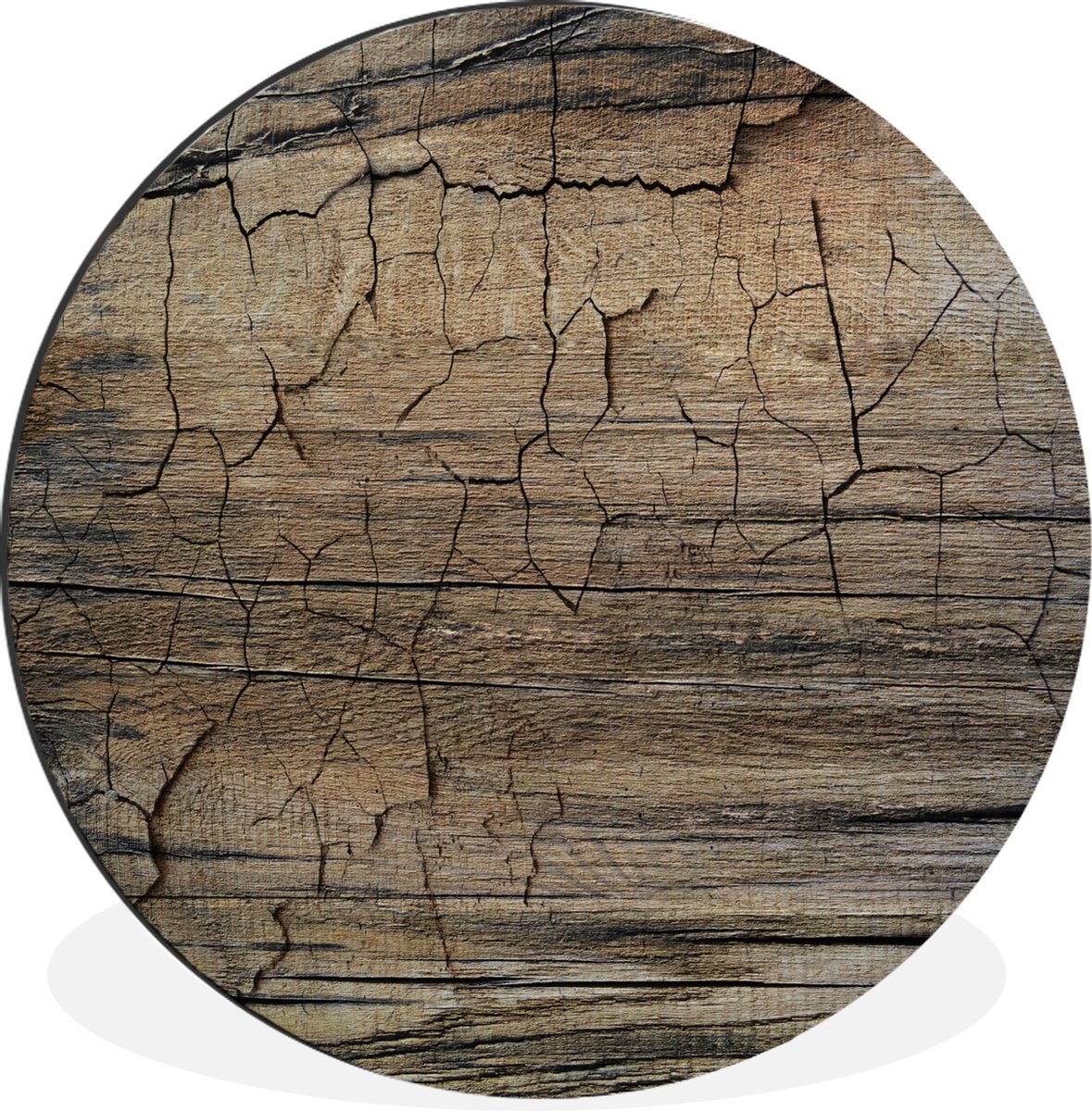 WallCircle - Wandcirkel - Muurcirkel - Hout - Verf - Industrieel - Aluminium - Dibond - 90x90 cm - Binnen en Buiten