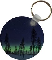 Sleutelhanger - Noorderlicht - Sneeuw - Bomen - Natuur - Groen - Plastic - Rond - Uitdeelcadeautjes