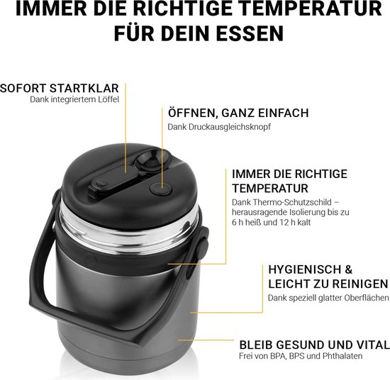 Blockhütte Voedselflessen voor warm voedsel volwassenen 1 l roestvrij staal | Fles voor voedsel met sport | Vacuüm geïsoleerde thermische lunchbox voor 14 uur warme maaltijden, BPA-vrij - donkergroen Blockhütte Voedselflessen voor warm voedsel volwassenen 1 l roestvrij staal | Fles voor voedsel met sport | Vacuüm geïsoleerde thermische lunchbox voor 14 uur warme maaltijden, BPA-vrij - donkergroen