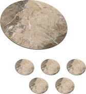 Onderzetters voor glazen - Rond - Graniet - Geel - Bruin - Keien - 10x10 cm - Glasonderzetters - 6 stuks