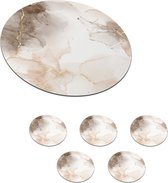 Onderzetters voor glazen - Rond - Marmer - Bruin - Sepia - 10x10 cm - Glasonderzetters - 6 stuks