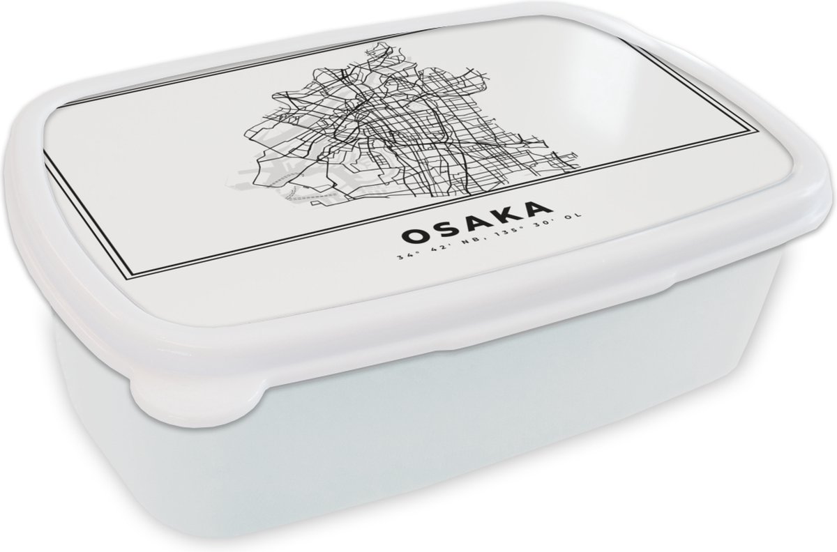 Broodtrommel Wit - Lunchbox - Brooddoos - Osaka - Kaart - Japan - 18x12x6 cm - Volwassenen