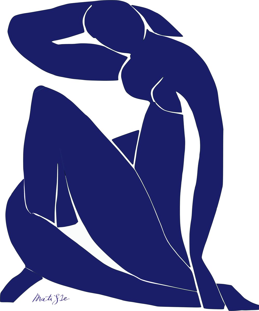 Esque Poster Nu Bleu - Henri Matisse - Cut Outs - Blauw Naakt - Abstract Kunst Print - 50x70 cm