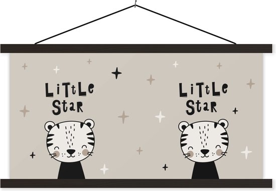 Posterhanger incl. Poster - Schoolplaat - Little star - Quotes - Spreuken - Kinderen - Kids - Baby - Jongens - Meiden - 150x75 cm - Zwarte latten