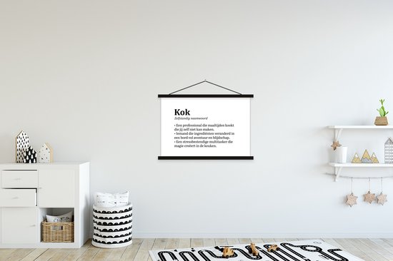 Porte-affiche avec affiche - Affiche scolaire - Kok - Cuisine - Définition - Dictionnaire - Texte - 90x60 cm - Lattes noires
