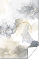 Poster Marmer - Geel - Zwart - 20x30 cm