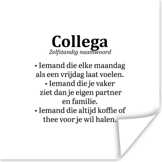Affiche Collègue - Dictionnaire - Travail - 50x50 cm