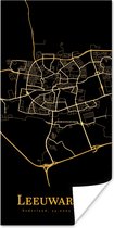Poster Leeuwarden - Stadskaart - Black & gold - 80x160 cm - Plattegrond