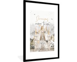 Poster in lijst - Fotolijst 60x90 cm - Posters - Spreuken - Dreams come true - Quotes - Kids - Baby - Posterlijst zwart - Decoratie - Wanddecoratie woonkamer - Muurdecoratie slaapkamer