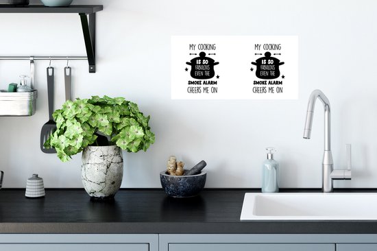 Poster Tekst - Pan - Koken - Fabulous Cooking - Keuken - Kok - Spreuken - 40x20 cm - Vaderdag cadeau - Geschenk - Cadeautje voor hem - Tip - Mannen