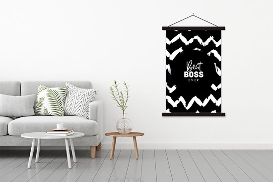 Porte-affiche avec affiche - Affiche scolaire - Proverbes - Citations - ' Best boss ever' - Job - 120x180 cm - Lattes noires