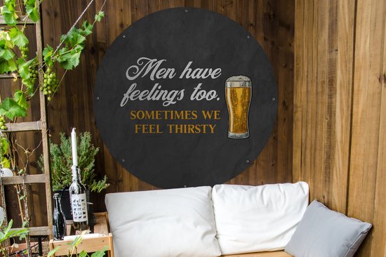 Garden Circle Bières - Hommes - Humour - Proverbes - 120x120 cm - Affiche Jardin Ronde - Extérieur - XXL