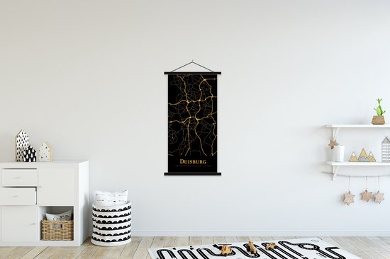 Porte-affiche avec affiche - Affiche scolaire - Duisburg - Carte - Or - 60x120 cm - Lattes noires