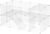 The Mash - dierenkooi met 2 verdiepingen, doe-het-zelf klein huisje, konijnenhok, hamster, konijn, cavia, metaalgaas, voor binnengebruik, 143 x 73 x 71 cm, wit