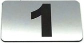 Nummerplaatje 1 - Nummerbordje - Huisnummer - Deur en Kamernummer - Lockernummers - Plakcijfers - Zelfklevend - Brievenbus Nummer - RVS Look - 80 mm x 50 mm x 1,6 mm - 5 jaar Garantie