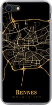 Geschikt voor iPhone 7 hoesje - Rennes - Kaart - Goud - Siliconen Telefoonhoesje