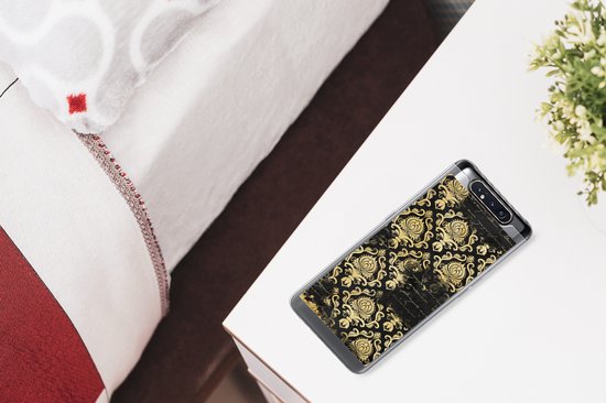 Coque Samsung Galaxy A80 - Zwart - Ornement - Or - Coque de téléphone en Siliconen