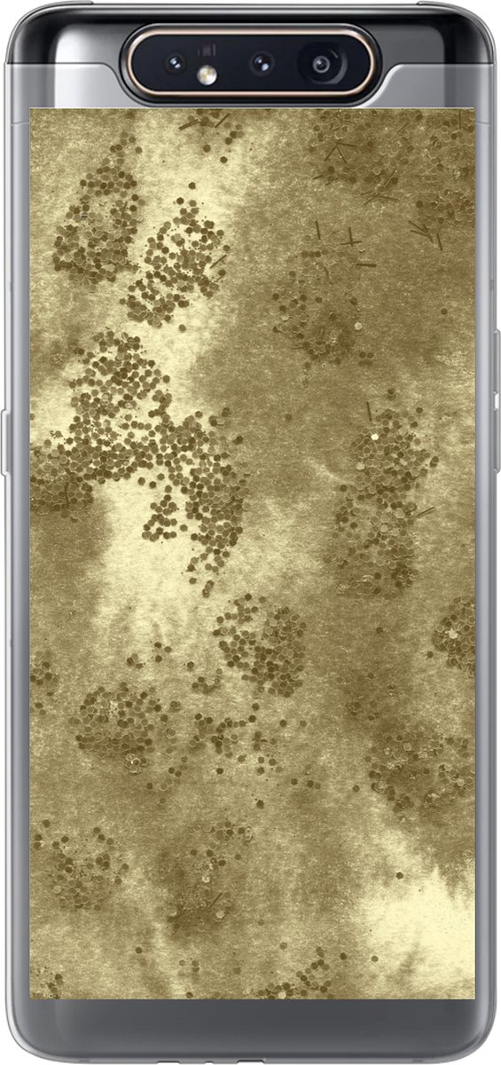 Telefoonhoesje Geschikt voor Samsung Galaxy A80 hoesje - Goud - Glitter - Structuur - Siliconen Telefoonhoesje Telefoonhoesje
