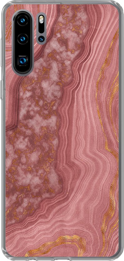 Coque Huawei P30 Pro - Imprimé Marbre - Rose - Or - Coque en Siliconen -