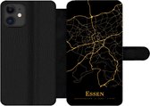 Bookcase Geschikt voor iPhone 12 Pro telefoonhoesje - Essen - Kaart - Goud - Met vakjes - Wallet case met magneetsluiting