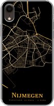 Geschikt voor iPhone XR hoesje - Nijmegen - Kaart - Goud - Zwart - Siliconen Telefoonhoesje
