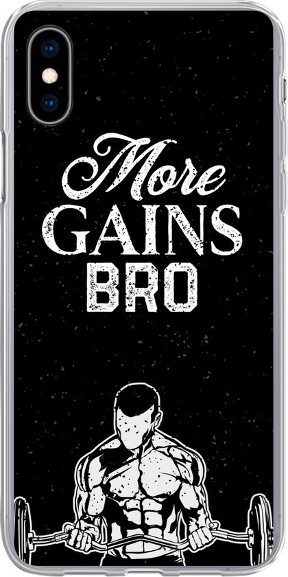 Telefoonhoesje Geschikt voor iPhone Xs hoesje - More gains bro - Quotes - Spreuken - Siliconen Telefoonhoesje Telefoonhoesje
