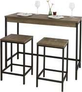 Mara Bartafel 3 Delig - Bartafel Set - 2 Barkrukken - Bruin - 121 x 46 x 97 cm