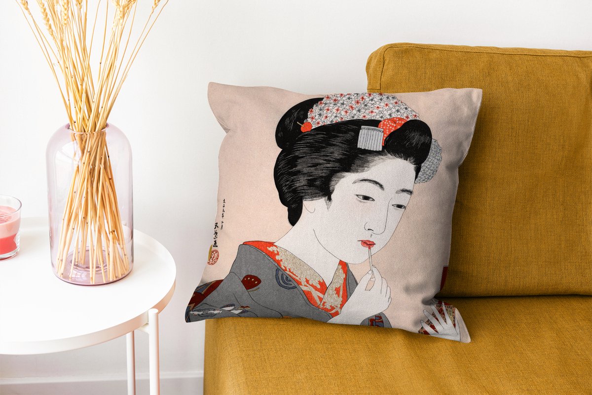 Coussins décoratifs - Oreillers Salon - 40x40 cm - Femme - Maquillage -  Japon - Vintage