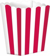 snoepbakjes streep 5 stuks 9,5 x 13,5 cm rood