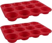 Milla Siliconen Bakvormen - Geschikt voor in de oven - Cupcakesvormpjes - Muffins - Rood - 2 Stuks -  29.2x22 cm
