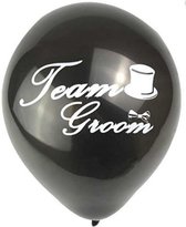 6 Ballonnen zwart met witte tekst Team Groom - ballon - groom - bruidegom - vrijgezellenfeest