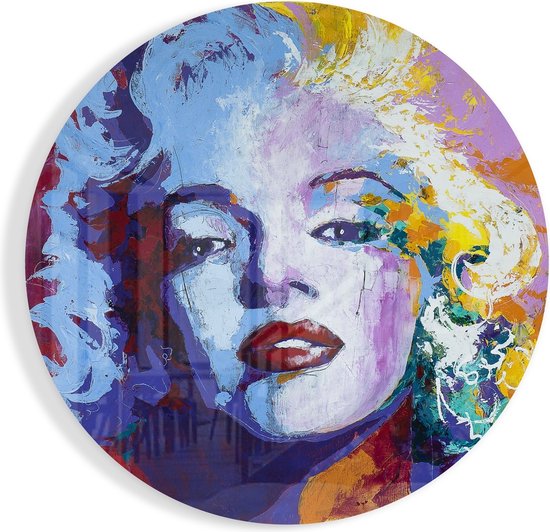 Insigne Glazen Schilderijen - Marilyn Monroe Glasschilderij - Rond - Muurcirkel -  60 cm - 4 mm