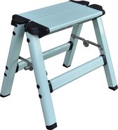 Elk & Bear Kleine inklapbare opstapkruk voor volwassenen of kinderen, aluminium ladder, ideaal voor keuken, badkamer, camper, kast, garage, tuin (blauw)