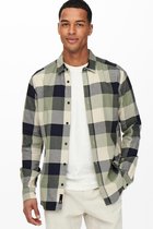 Only & Sons Overhemd Onsgudmund Ls Unbrushed Check Shirt 22021555 Hedge Green Mannen Maat - XL