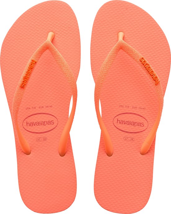 Slippers Femme Havaianas Slim Glitter Neon - Coral Spark - Taille 33/34