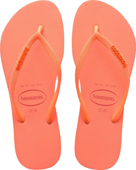 Havaianas Slim Glitter Neon Dames Slippers - Coral Spark - Maat 31/32