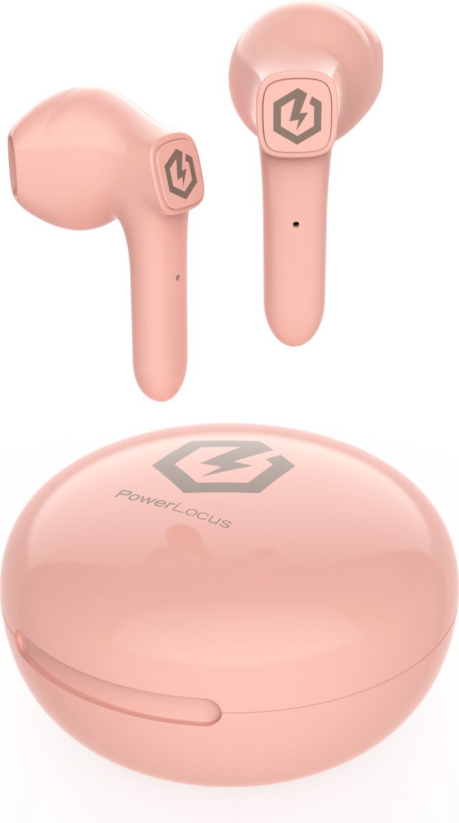 PowerLocus PLX4 - Volledig Draadloze Oordopjes - Bluetooth Oortjes - Wireless Earbuds - Touch bediening - Waterproof - Geschikt voor Apple & Android - USB-C Fast Charging - Roze