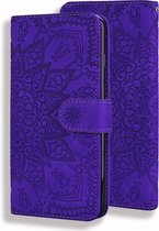 iPhone 13 Book Case Hoesje met Mandala Patroon - Pasjeshouder - Portemonnee - PU Leer - Apple iPhone 13 - Paars