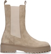 Manfield - Dames - Beige suède chelsea boots - Maat 39