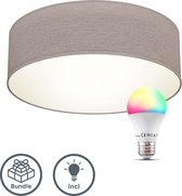 B.K.Licht - Slimme RGB Plafondlamp - Ø30cm - modern - voor binnen - taupe - met E27 fitting - incl. smart RGB en CCT lichtbron