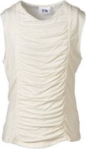 Meisjes shirt voorkant plooien offwhite mouwloos | Maat 140/ 10Y