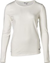 Dames shirt basic offwhite, marine streep zijkant lange mouw | Maat XL