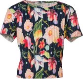 Meisjes plisse shirt korte mouwen - marine | Maat 140/ 10Y