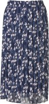 Dames plisse rok elastische tailleband - kleine bloemenprint - kort  - marine | Maat L-XL