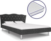 vidaXL Bed met traagschuim matras stof donkergrijs 120x200 cm