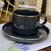 Service à café ou à thé Selinex gris avec bordure dorée