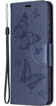 Mobigear Telefoonhoesje geschikt voor Samsung Galaxy A22 5G Hoesje | Mobigear Butterfly Bookcase Portemonnee | Pasjeshouder voor 2 Pasjes | Telefoonhoesje voor Pinpas / OV Kaart / Rijbewijs - Blauw