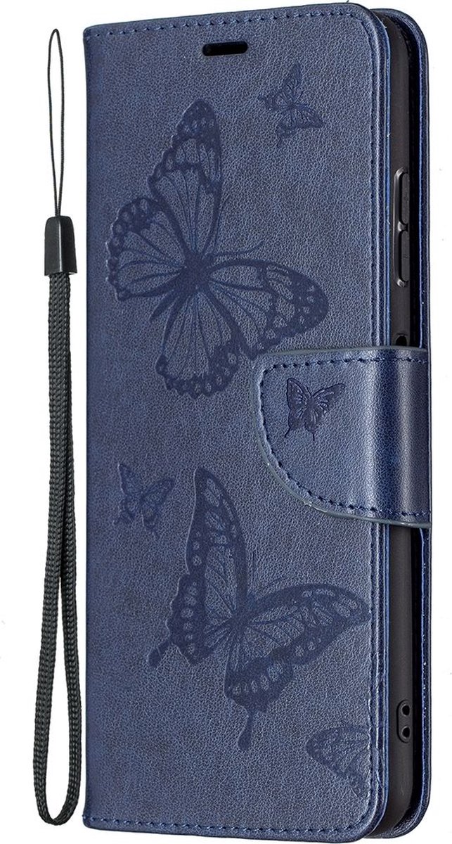 Mobigear Telefoonhoesje geschikt voor Samsung Galaxy A22 5G Hoesje | Mobigear Butterfly Bookcase Portemonnee | Pasjeshouder voor 2 Pasjes | Telefoonhoesje voor Pinpas / OV Kaart / Rijbewijs - Blauw