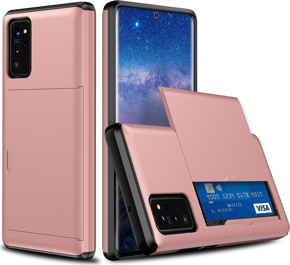 Mobigear Hoesje geschikt voor Samsung Galaxy Note 20 Telefoonhoesje met Kaarthouder Hardcase | Mobigear Card Backcover Shockproof met Pasjeshouder | Kaarthouder voor 2 Pasjes | Hoesje voor Pinpas / OV Kaart / Rijbewijs | Schokbestendig Galaxy Note 20